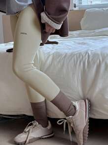 DAZY Tween Girl Letter Print Leggings - Apricot - View 2