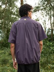 Gym Rark Camiseta de manga corta casual de uso exterior con cremallera frontal de parches de unicolor para hombre - Morado - Ver 8