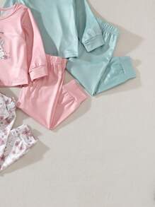 3pcs/Set Newborn & Toddler Girls Cozy & Cute Rabbit Pattern Knitted Long Sleeve Homewear Outfit Set, Autumn/Winter - Multicolor - View 4