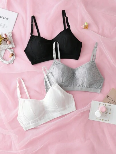 3pcs Comfortable & Minimalist Underwear Set For Teen Girls