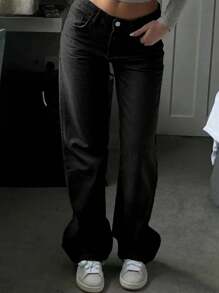 European And American New Popular Four-Season Simple Basic Versatile Relaxed Feeling Women's Straight Jeans