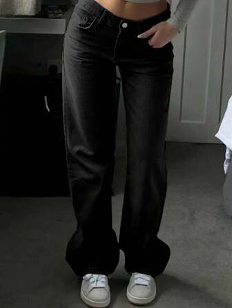 European And American New Popular Four-Season Simple Basic Versatile Relaxed Feeling Women's Straight Jeans