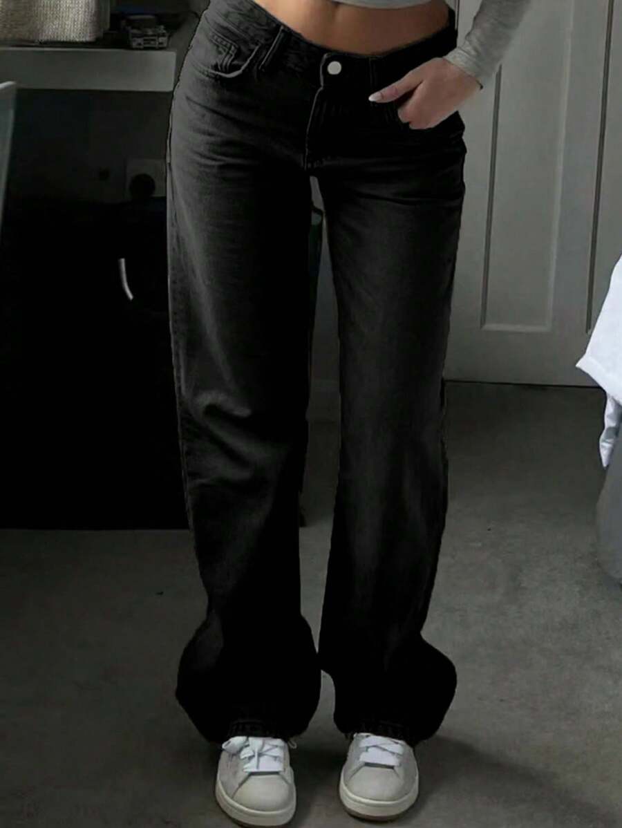 European And American New Popular Four-Season Simple Basic Versatile Relaxed Feeling Women's Straight Jeans