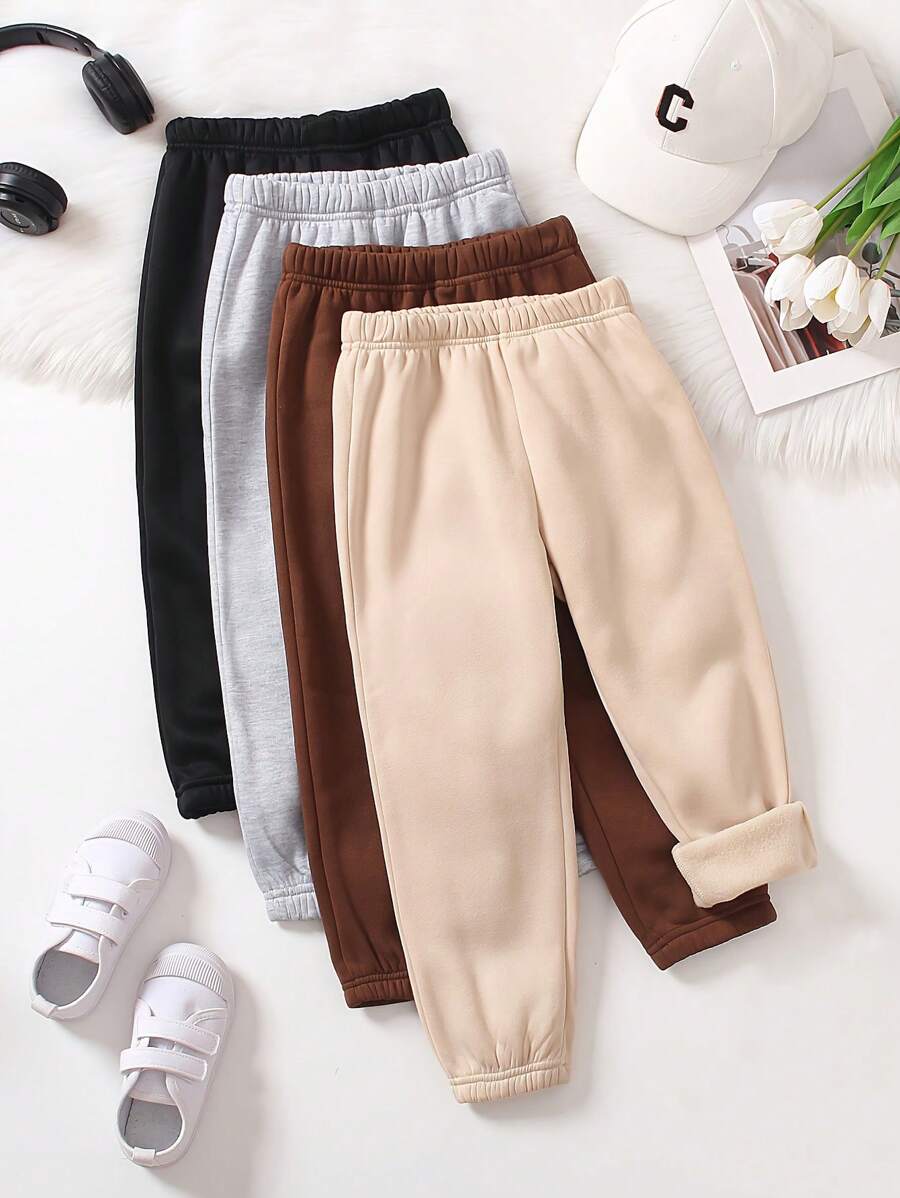 SHEIN Playful Pals 4 件装女婴休闲舒适简约设计运动裤 - 彩色 - 查看 1