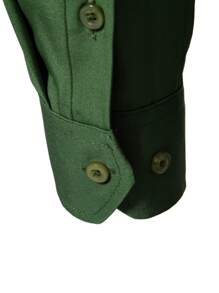 Manfinity Mode 男士纯色长袖衬衫，休闲商务装，秋季 - 綠色 - 查看 3