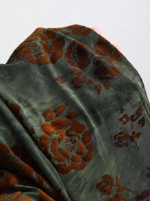 Sweetra 女式复古植绒印花鱼尾裙（秋冬长裙） - 軍綠色 - 查看 7