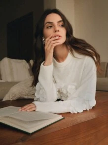 Anewsta Handmade Beaded & Sequined Delicate Pullover Sweater