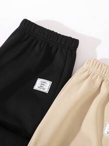 Tween Boy 2 件套休闲对比保暖内衬裤套装，适合秋冬季