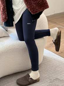 DAZY Tween Girl Fall Letter Print Leggings - Navy Blue - View 10