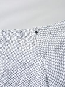 Calvornis Conjunto de 2 piezas de talla grande para hombre con camisa de manga larga con bolsillo y pantalón, estilo minimalista - Blanco y Negro - Ver 3