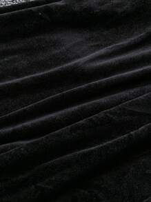 SHEIN Clasi Women's Elegant Patchwork Water Soluble Lace Keyhole Neck Mid-Length Dress, Autumn Maxi Women Outfit