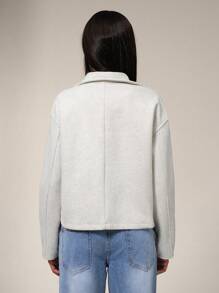 Forever 21 女士休闲翻领拉链口袋蝙蝠袖夹克，适合秋季外出 - 米色 - 查看 2