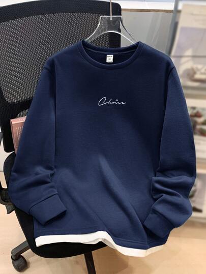 SHEIN Teen Boys' Casual Versatile All-Match Collegiate Style Letter Print Knit Pullover Sweatshirt, Suitable For School, Outings, Travel, All Seasons, Great As A Gift Autumn Winter Clothes For Women