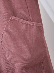 2pcs/Set Tween Girl Plain Long Sleeve Top & Pocket Decor Casual Dress - Dusty Pink - View 6
