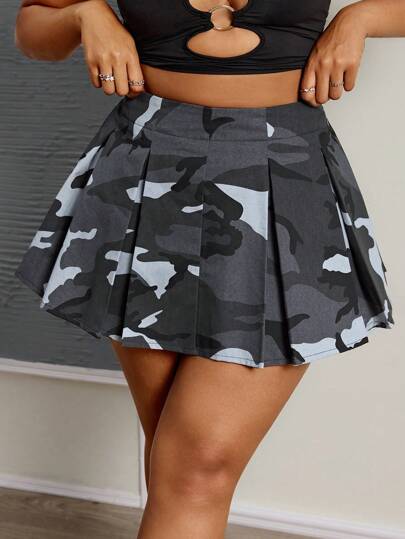 Slaydiva A 字型迷彩大码休闲半身裙