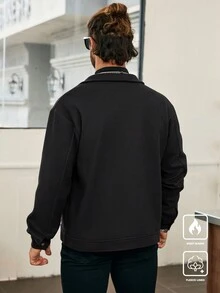 Manfinity Homme Giacca casual da uomo a maniche lunghe, stile corto, tinta unita, adatta per autunno, inverno e primavera, stile "Old Money" - nero - Visualizzare 2