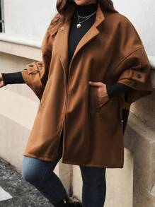 SHEIN Clasi Plus Size Turn-Down Collar Long Sleeve Button Front Elegant Knitted Sweater