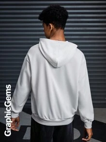 SHEIN Explorewe Teenage Boys Letter Print Hooded Long Sleeve Casual Sweatshirt - White - View 2