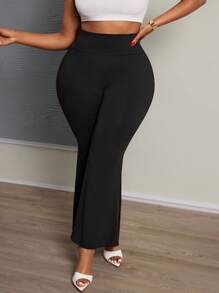 Slaydiva 2 pièces Pantalons ajustés de base pour un usage quotidien et casual, noir et gris chiné, tailles plus grandes, femmes, taille haute, design croisé, jambes évasées, leggings, convient pour le printemps et l'été, tissu léger et respirant - Multicolore - Voir 7
