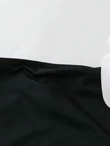 Celure 2 件套大码女式优雅 3D 白色花朵装饰不对称肩部连体裤搭配高开叉修身裙，性感 - 黑色 - 查看 4