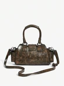 SHEIN ICON Moda femei New Sweet & Cool Y2K Heart Decor Retro Biker Style Top Handler Geantă, potrivită pentru fete, stradă, Y2K, retro, geantă de mână, tote bag, inimă, stil motociclist, geantă pentru școală, adolescenți