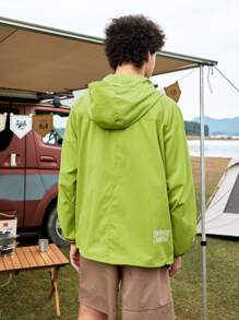 Gym Rark Men's Solid Color Drawstring Hooded Sun-Protective Jacket,Windbreaker - Green - View 2