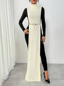 Chiquease Chaleco de suéter para mujer de cuello alto, ajustado y sin mangas, de unicolor