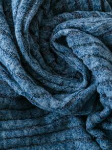 EMERY ROSE Plus Size Winter Women Blue Crew Neck Long Sleeve Ribbed Casual T-Shirt