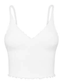 Easithlete Plus Size Seamless Ruffled Black & White Sports Camisole