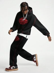 Manfinity VCAY Conjunto de sudadera holgada de manga larga de punto para hombres