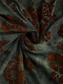 Sweetra 女式复古植绒印花鱼尾裙（秋冬长裙） - 軍綠色 - 查看 5