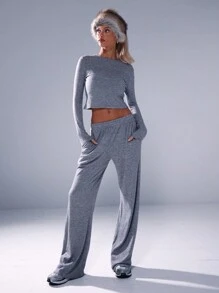 Musera Sport Quần thể thao ống rộng cạp chun, tập Padel, tennis, bóng ném, tập gym thể hình - Xám - Xem 1