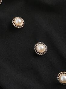 SHEIN MOD Plus Size Vintage Square Neck Ruffle Trim Long Sleeve Dress,Graduation Dress - Black and White - View 3