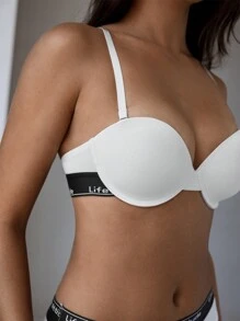 EasyFave Conjunto de ropa interior para mujer (Sostén acolchado con aros no extraíbles de media copa)