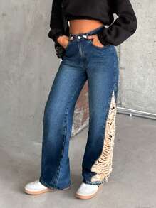 RueChic - Rigid, Destroy Detailed Straight Fit - Medium Wash - View 3