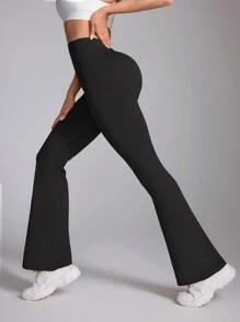 Gameset SHEIN Sport Pantalones deportivos de mujer de un solo color, de cintura alta, de ajuste simple y delgado, para uso casual diario