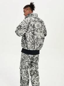 AXEPEAK Men's Digital Print Loose Fit Long Sleeve Jacket & Outerwear, Green Street Wear Graphic Rapper Lightweight Jacket, For Friends, Husband, Boyfriend Gifts, For Fall Winter