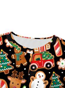 PopScrub Women Colorful Cute Cartoon Animal Christmas Lucky Gingerbread Men Print Nurse Scrub Uniform Jacket For With Pockets Lab Coat Scrub Uniforms Top - Multicolor - View 3