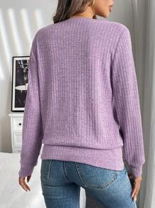 SHEIN LUNE Square Neck Button Front Tee