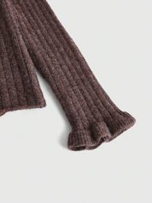 ROMWE Women Fairycore Vintage Off Shoulder Ripped Knitted Sweater - Coffee Brown - View 3