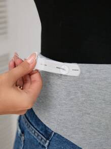 SHEIN Maternity Simple Patchwork Pocket & Distressed Design Casual Jeans - Dark Wash - View 7