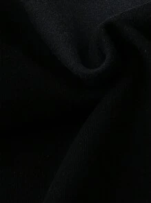 ROMWE MEN Street Life 1pc Men Casual Front Tie Letter Print Minimalist Trouser, For Everyday Wear - Black - View 3