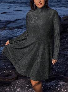 SHEIN VCAY Rochie de Crăciun Ținute de vacanță Rochii de aniversare pentru femei Rochie de petrecere de sărbători Rochie de revelion Rochie modestă Rochie alb-negru Rochii vintage pentru femeie Rochie de întâlnire de noapte Rochie cu sclipici Rochie neagră - Negru - Vizualizare 1