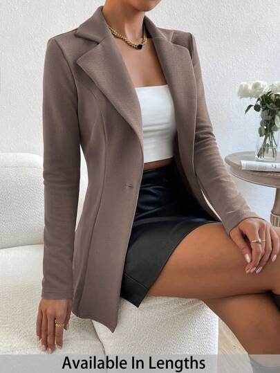 SHEIN Tall CURVE 大码女士商务/休闲修身西装外套，适合毕业、返校、教师秋冬女士服装