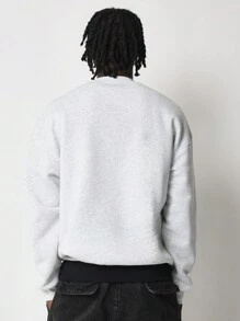 SUMWON Allergic To Stupid People Photo Print Sweatshirt Pullover With Kangaroo Pocket Statement Design Oversize Casual Winter Fall Streetwear - Grey - View 2