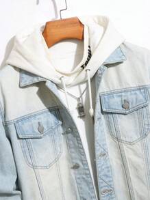 Manfinity Homme Men's Casual Simple Washed Denim Jacket For Autumn