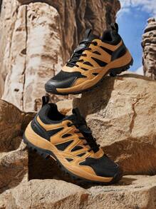 OUTDOORSY Women's Elastic Lace-Up Mesh Breathable Hiking Shoes Brown For And Vibe And Spring Shoes Spring Break Easter