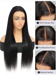 9X6 弹性闭合 预漂白 预拔 预切蕾丝 融化蕾丝 9x6 无胶闭合假发 长而柔顺的直发 100% 真人头发 9AM HAIR - S1 - 查看 5