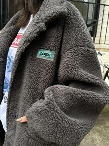 DAZY Manteau ample en molleton avec lettres appliquées, style décontracté streetwear pour femmes. Vêtements d'automne/hiver, veste pour femmes, vêtements d'automne pour femmes - Gris foncé - Voir 5