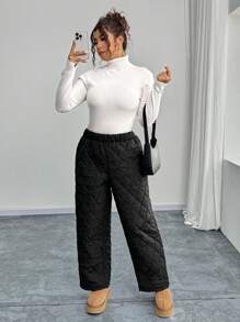 Calvaya 大码纯色简约长裤，休闲日常穿着